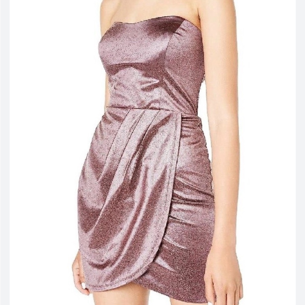 Teeze Me Junior's Taupe Strapless Glitter Wrap Dress. Homecoming. NWT. Size 3/4